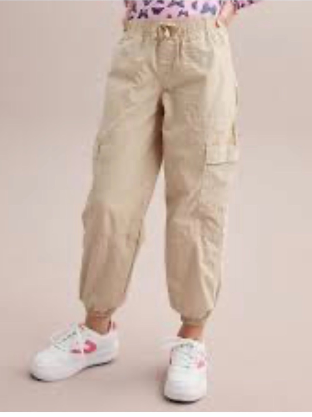 SO Beige Cargo Jogger Pants for girls